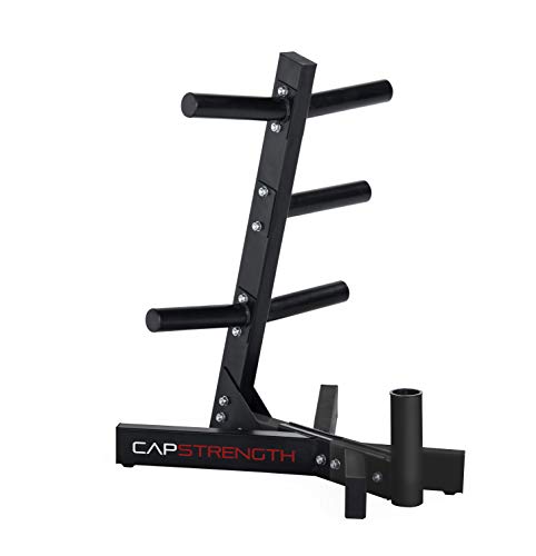 CAP Barbell Olympic Plate Tree Storage Rack for Weights and Bar, Black - Thumbnail 2