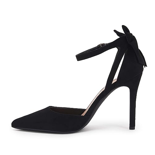 Image of Fashare Womens High Heels Bow Tie Back Sexy Stiletto Ankle Strap Wedding Dress Pumps Shoes