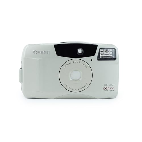 Canon Sure Shot 60 Zoom SAF 35mm Point and Shoot Film Camera w/Canon Zoom Lens 38-60mm. Built-in flash and film rewinder. (Renewed)