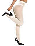 HONENNA Semi Opaque Silky Women Pantyhose Tights, 20+ Colors Invisibly Toe Reinforced 60 Den, 1 Pair Cream E-F