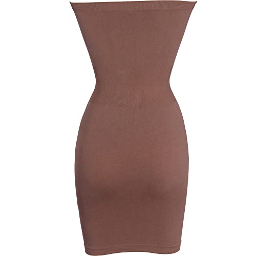 Pacificplex Womens Seamless Smoother Bodycon Stretchy Knit In Nylon Spandex Soft Strapless Short Mini Tube Slip Layering Sexy Dress, One Size, Mocha #TOP5