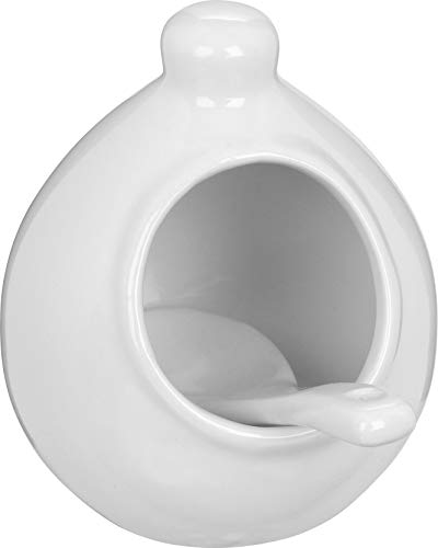 Trudeau Mini White Stoneware Salt Pig with Spoon