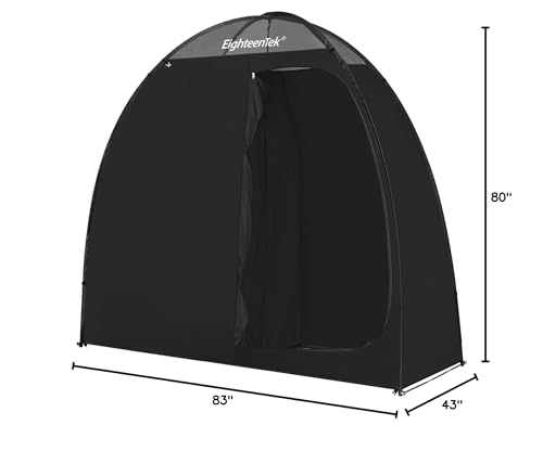 EighteenTek Pop Up Shower Tent Changing Room with Two Rooms - Portable Privacy Dressing Shelter for Outdoor Camping, Events, and More - 83"x43"x80"H