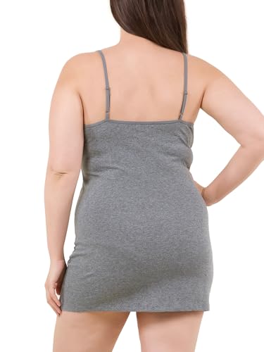 Image of Long Cotton Camisole Tank Tops for Women | Basic Braless Layering Tops with Adjustable Spaghetti Straps