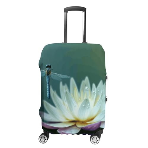 Dragonfly with Water Lily Luggage Cover Travel Suitcase Covers for Luggage Elastic Carry on Luggage Covers for Suitcase Tsa Approved Washable Luggage Sleeve Protector Fits 18-32 Inch XL