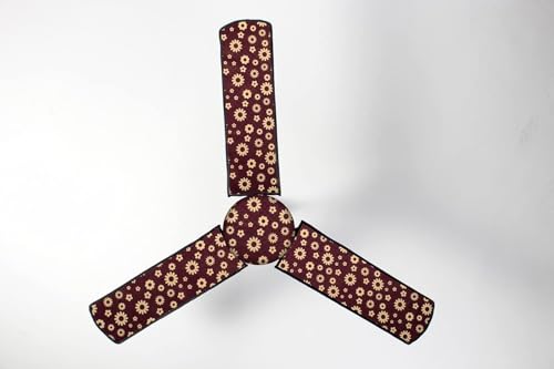 Image of waterproof dustproof ceiling fan cover for 3 blade fan attachable enclosure design multi pattern home decor पंखा कवर set of 1 chocolate brown finish