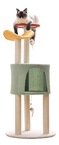 Mwpo キャットタワー フラワー カラー かわいい おしゃれ 猫タワー 組立簡単 四季適合 運動不足 ストレス解消 人気 ペット用品 268A