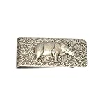 Handmade Oxidized Silver Embossed Brass Rhinoceros Money Clip