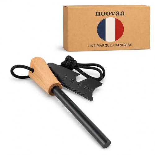 Noovaa Pierre à Feu en Magnésium et Silex – Allume Feu avec Manche en Bois Massif, 12 000 Étincelles – Kit Briquet de Survie pour Camping, Randonnée,...