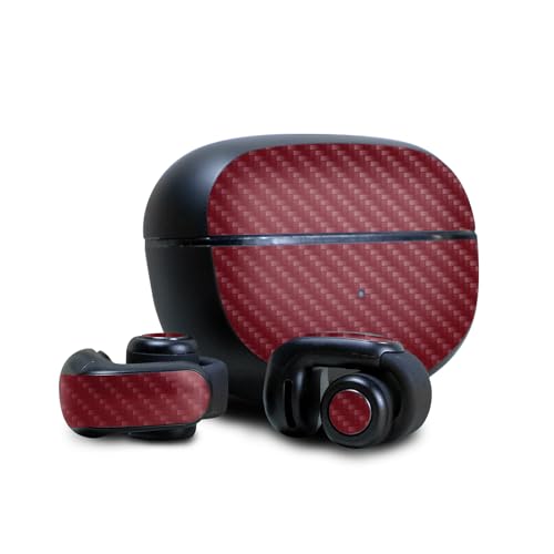 Image of Carbon Fiber Skin Compatible with Bose Ultra Open Earbuds - Solid Burgundy - Premium 3M Vinyl Protective Wrap Decal Cover - Easy to Apply | Crafted in The USA by MightySkins