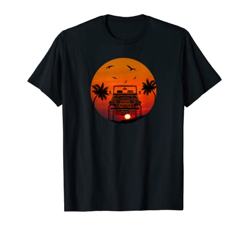 Retro Vintage Sunset 4x4 Coche Off-Road Camiseta