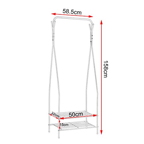 WOLTU Kledingrek Kapstok 2 Tier Planken Hal Entree Gratis standaard Organisator Metalen opbergschoen Bankstandaard met… - Image 6