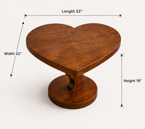 Image of Sheesham Wood Heart Shape Coffee Table for Living Room | Wooden Center Tea Table | Accent Table | Sofa Side Table | End Table | Honey Finish