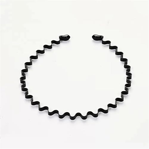 Diademas de Metal simples antideslizantes elásticas negras Unisex for hombres y mujeres, diadema ondulada, aro for el cabello de primavera, accesorios de moda Para Yoga Deportes(Style1)