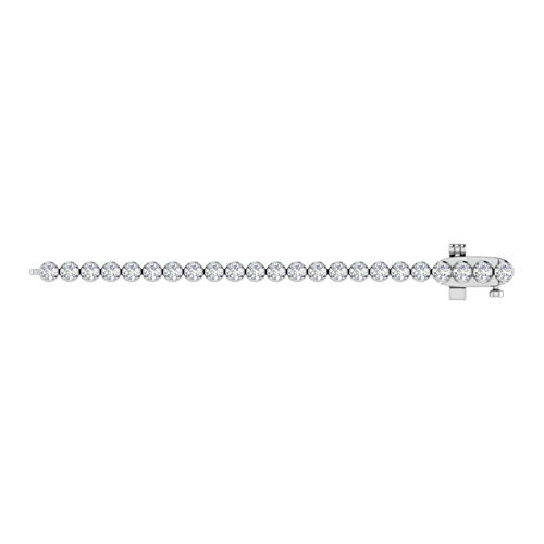 Image of 1 to 6 Carat Prong Set Round Cut Natural Diamond Tennis Bracelet for Women in 14K Gold (7 Inch) (I1-I2 Clarity)