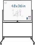 maxtek Rolling Whiteboard, 48x36 Large Magnetic White Board with Stands, Big Double-Sided White Board Dry Erase on Wheels for Homeschool, Home Office, Office, School (Black, 48 x 36)