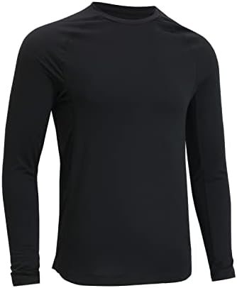 CRZ YOGA Men's Lightweight Long Sleeve Tee Running Shirts Athletic Workout Training Gym Quick Dry Tops Black Medium