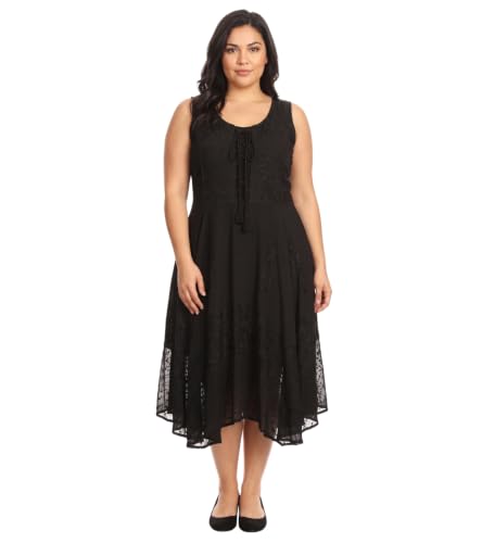 Image of Sakkas Magdilena Stonewashed Corset Front Embroidered Dress