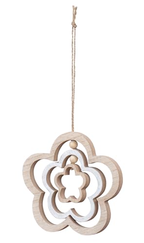 levandeo Deko Blume Mobile H15cm Windspiel MDF Holz Natur Weiß Holzblume...