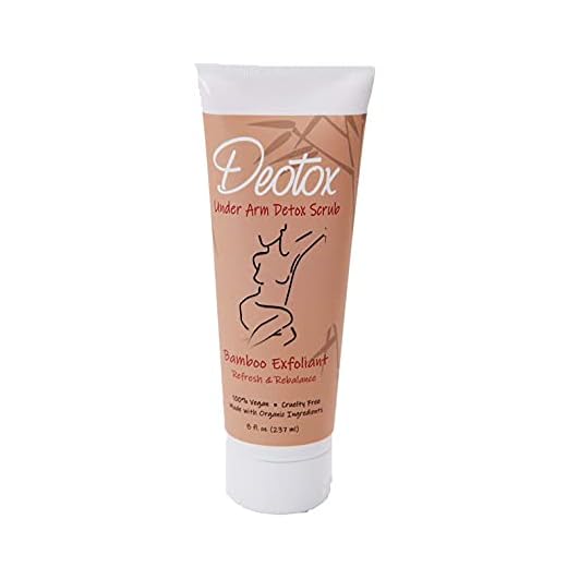 DEOTOX – REVITALIZING UNDERARM SCRUB (8OZ) – EFFECTIVE EXFOLIATION FOR ARMPITS – WASH AWAY DIRT AND BUILD UP - CLEAN AND REBALANCE FOR FRESH SKIN – MADE IN USA - MADE WITH ORGANIC INGREDIENTS AND BAMBOO EXTRACT - VEGAN FRIENDLY