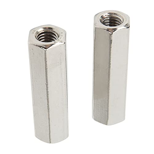 5Pcs M10 Hex Coupling Nut Kit | 304 Stainless Steel Rustproof 6 Sides | for Studs/Machine Screws/Threaded Rods | Silver M10 x 1.5-17 - L60mm