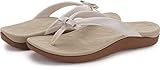 WHITIN Women's Flip Flops with Concealed Orthotic Arch Support Female Slip Resistant Outdoor Bow Thong Sandals Size 7 Lady Waterproof Orthopedic Sandles Walking Pool Sport Sandalias Bwhite 38
