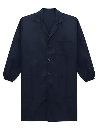 Image of Oyolan Men's Exterior Pocket Long Sleeve Work Coat Button Down Wear Resistant Cotton Jacket Lab Coat