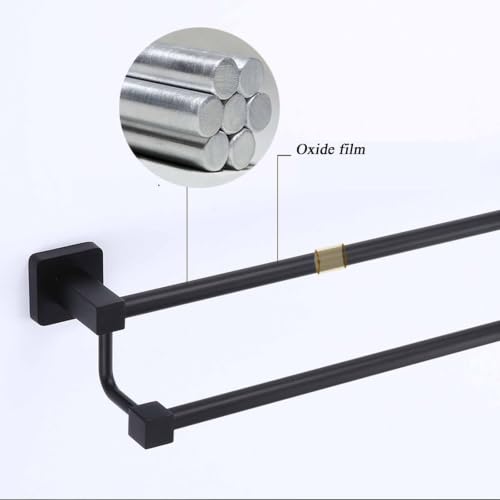 Porte-serviettes double noir de 50cm pour une salle de bain moderne