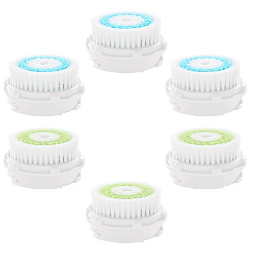 Compatible Facial Cleansing Brush Replacement Heads 6 Pack (3Blue+3Green)