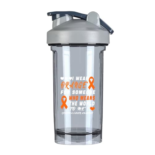 I Wear Orange For Someone Who Means World To Me 18 Ounce Shaker Bottle Drink Mixer Leak-proof Pre Workout Protein Shakes Meal Replacement Shakes Bottles 500ML/18 Oz Gray