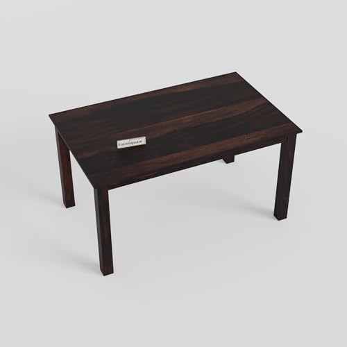 Image of Solid Sheesham Wood Dining Table 6 Seater | Six Seater Dining Table with 6 Chairs for Home | Curved Back Chairs | Dining Room Sets for Restaurants, 6 Seater Dining | Walnut Finish