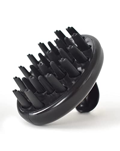 Zyllion Hair Shampoo Brush and Scalp Massager Care for Dandruff Removal, Scrubber, Hair Growth and Exfoliator with Flat and Pointed Soft Silicone Bristles for Women and Men - Black (ZMA-12-BK)