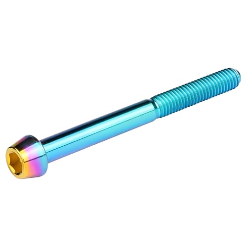Image of Titanium Ti Bolt M5x9 16 18 20 25 30 35 40 45 50 55 60mm Tapered Head Screws Pack of 4 (M5x50mm, Iridescent Blue)