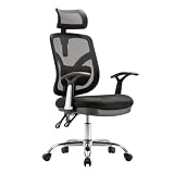 Vivol Comfortline - Sedia da ufficio ergonomica con inserto in rete e poggiatesta, colore: Nero