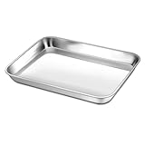 Toaster Oven Tray Pan, P&P CHEF Stainless Steel Broiler Pan, Small Rectangle 9''x7''x1'', Non Toxic & Heavy Duty, Easy Clean & Dishwasher Safe