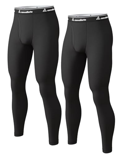 La mejor comparación de Térmicos para Hombre Top 10. 46 Pantalones térmicos para hombre, forro polar, parte inferior de compresión, capa base atlética, equipo para clima frío, 1, 2, 4 unidades, Negro/Negro, Large
