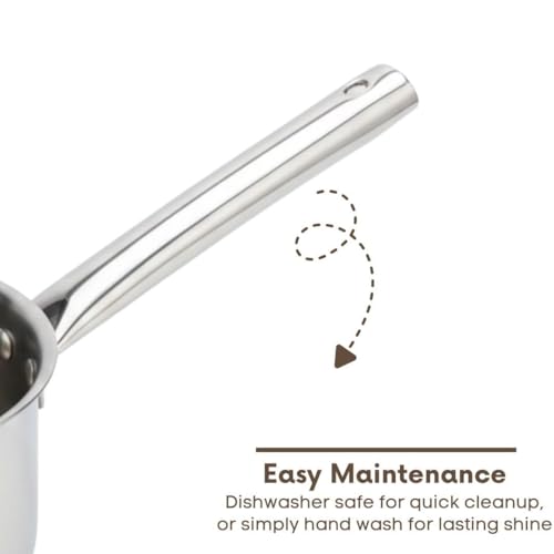 Image of Mumma's LIFE Sauce Pan for Tea | Stainless Steel Sauce Pan with Lid, Small Pan, 16Cm /6.2Inch, 1.7L, 0.56Kg, Induction Friendly, Quick & Even Heating, Durable 3-Layer Triply Bottom, 100% Toxin-Free