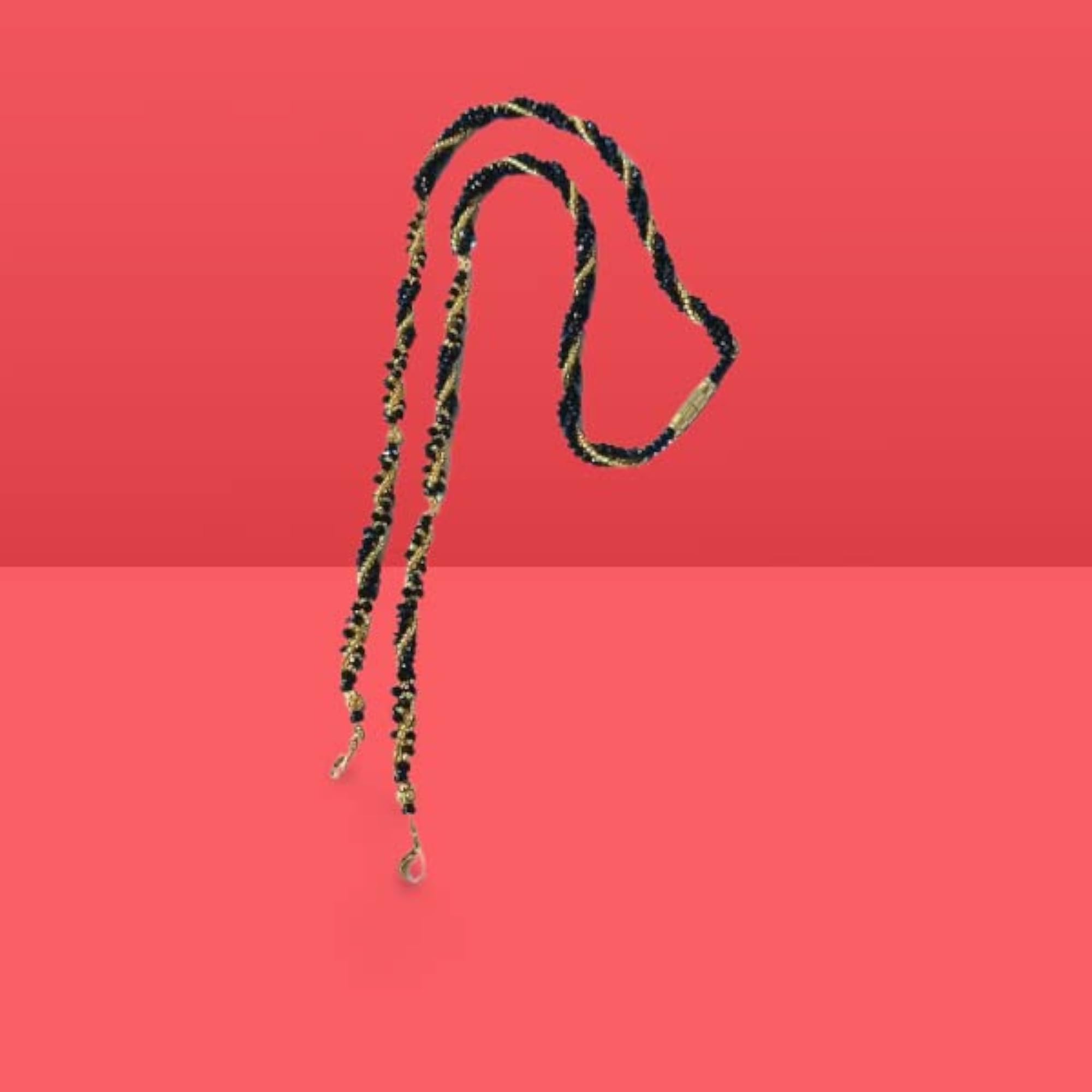 Women's Black & Golden Pearl Snake Chain Mangalsutra