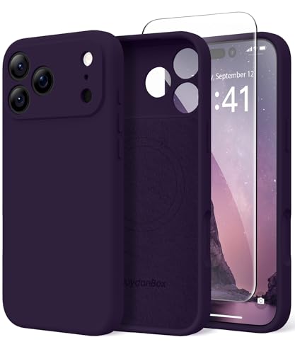 Image of Magnetic for iPhone 17 Pro Max Case, Compatible with MagSafe, [Full Camera Protection][Screen Protector] Silicone Shockproof Protective Phone Case for iPhone 17 Pro Max 6.9 inch, Deep Purple