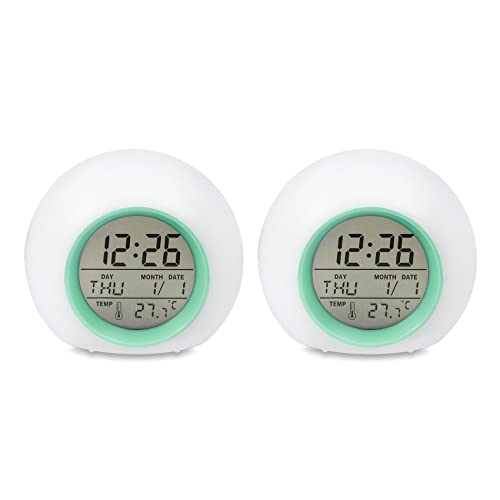 Feriany - Reloj despertador digital con luz de despertar con 7 colores cambiantes, mando a presión y función de repetición para habitaciones
