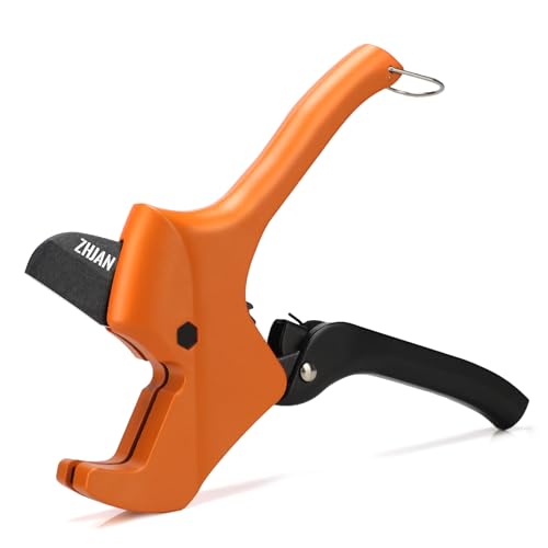 ZHJAN Plastic Pipe Cutter Ratchet-Style Heavy-Duty PVC Pipe Cutter SK5 Carbon Steel Blade Maximum Cutting Diameter 42mm Tube Cutter Slice Suitable for Cutting PVC/CPVC/PPR/PEX