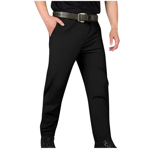 Mens Dress Pants Business Straight Leg Flat Front Trousers with Pockets Work Office Pants Lightweight Comfy Fashion