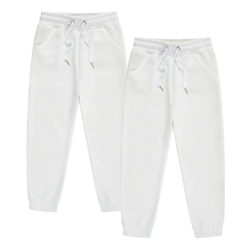 2 Pack Boys Sweatpants Elastic Waist Joggers Girls Fleece Athletic Pants Casual Sweatpants for Kids Ages 1-10
