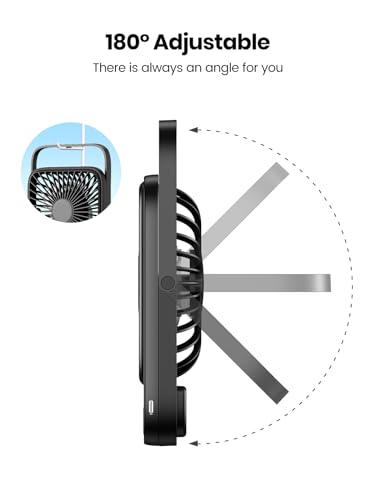 Image of TOPK Mini Rechargeable Table Fan, Ultra-Thin Portable Desk Fan with Digital Display, 4 Speeds High Airflow, Quiet USB-C Personal Fan for Office, Home & Travel (Black, 5000mAh)