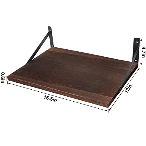 Hoteam 4 Sets Of Wide Rustic Floating Shelves Wall Mounted 16.5 X 12 X 4.7 Inches Deep Large Floating Shelves With Large Capacity For Kitchen Living Room Bathroom Bedroom #TOP2