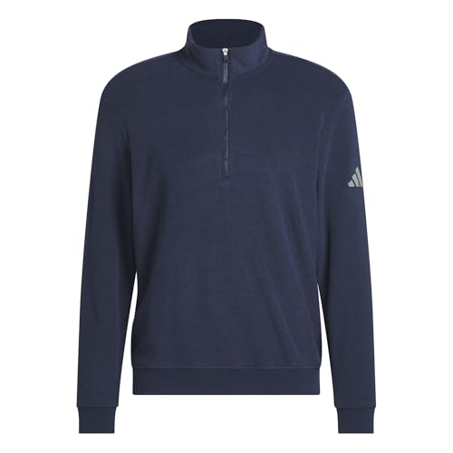 adidas Men's MENS ULTIMATE365 TERRY CLOTH QUARTER ZIP PULLOVER, collegiate navy, XL