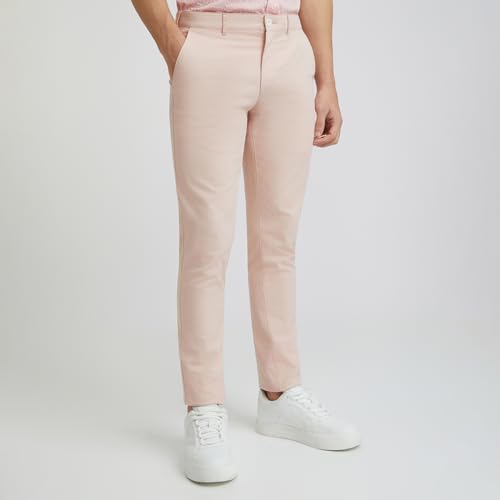 Image of Colorplus Nuvo Fit Cotton Nylon Blend Solid Piece Dyed Pattern Flat Front Casual Trouser