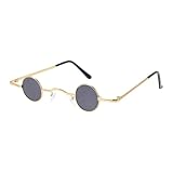 MOBUTOFU Punk Vintage Sonnenbrille Rund Metallrahmen UV Schutz Damen Herren Kleine Runde Retro Brille