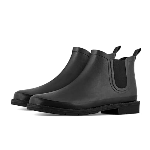 Women's Waterproof Chelsea Rain Boots - Lightweight Anti-Slip Ankle Boots for Outdoor, Garden & Work