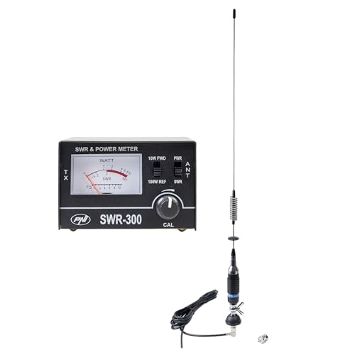 Antena CB PNI S75 con mariposa y medidor PNI SWR-300 para calibración precisa